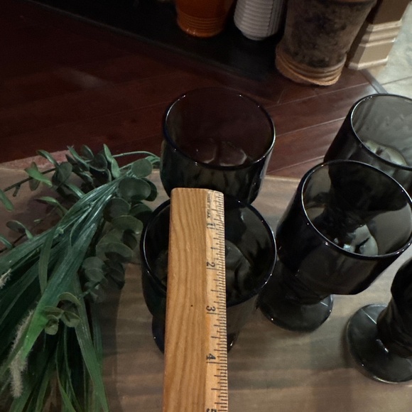 Vintage 5 Anchor Hocking Georgian smokey black gray goblet tumbler glass - Picture 4 of 4